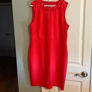 Loft Sheath Dress, Color is Coral. Cut Out Neckline.